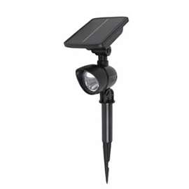 Boston Harbor Solar Spotlight, Li-Ion Battery, 18650 Battery, 7-Lamp, Plastic Fixture, Black
