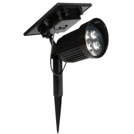 Boston Harbor Solar Spotlight, Li-Ion Battery, 18650 Battery, 8-Lamp, Plastic Fixture, Black