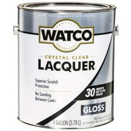 WATCO 63031 Lacquer Clear Wood Finish, Gloss, Liquid, Clear, 1 gal, Can