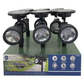 Boston Harbor Solar Spotlight, Li-Ion Battery, AA Battery, 1-Lamp, Metal and Glass Fixture, Black