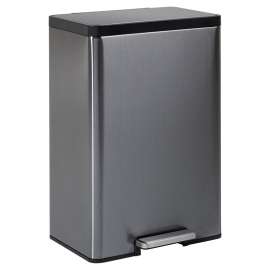 Rubbermaid 2112520 Step-On Trash Can, 12 gal Capacity, Stainless Steel, Charcoal, Flip-Top Closure