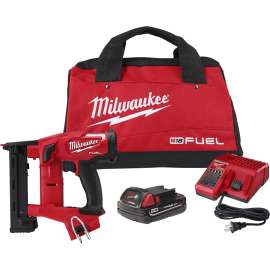 Milwaukee 2749-21CT Stapler Kit, Tool Only, 1/4 in W Crown, 3/8 to 1-1/2 in L Leg, Narrow Crown Staple