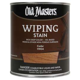 Old Masters 11904 Wiping Stain, Cedar, Liquid, 1 qt, Can