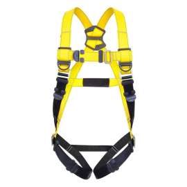GUARDIAN FALL PROTECTION 1 Series 37001 Full Body Harness, M/L, 130 to 420 lb, Polyester Webbing, Black/Yellow