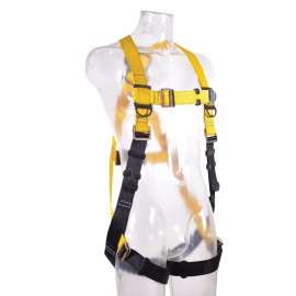 GUARDIAN FALL PROTECTION 1 Series 37006 Full Body Harness, XL/2XL, 130 to 420 lb, Polyester Webbing, Black/Yellow