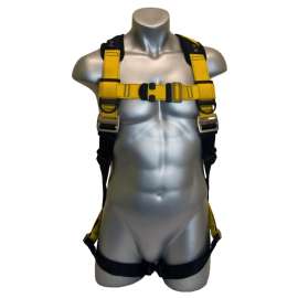 GUARDIAN FALL PROTECTION 3 Series 37101 Full Body Harness, M/L, 130 to 420 lb, Polyester Webbing, Black/Yellow