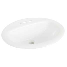 Foremost 130012-4W Bathroom Sink, Oval Basin, 4 in Faucet Centers, 3-Deck Hole, 17 in OAW, 20 in OAH, Vitreous China