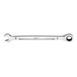 Milwaukee 45-96-9309 Ratcheting Combination Wrench, Metric, 9 mm Head, 6.14 in L, 12-Point, Steel, Chrome