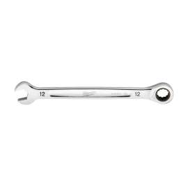 Milwaukee 45-96-9312 Ratcheting Combination Wrench, Metric, 12 mm Head, 7.03 in L, 12-Point, Steel, Chrome
