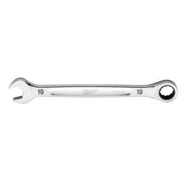 Milwaukee 45-96-9319 Ratcheting Combination Wrench, Metric, 19 mm Head, 10.14 in L, 12-Point, Steel, Chrome