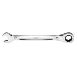 Milwaukee 45-96-9320 Ratcheting Combination Wrench, Metric, 20 mm Head, 10.71 in L, 12-Point, Steel, Chrome