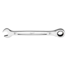 Milwaukee 45-96-9321 Ratcheting Combination Wrench, Metric, 21 mm Head, 11.1 in L, 12-Point, Steel, Chrome