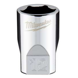 Milwaukee 45-34-9038 Socket, 12 mm Socket, 1/4 in Drive, 6-Point, Chrome Vanadium Steel, Chrome
