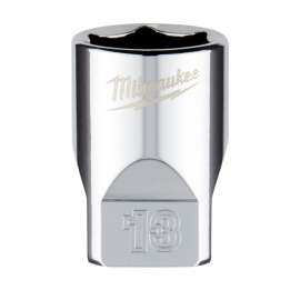 Milwaukee 45-34-9039 Socket, 13 mm Socket, 1/4 in Drive, 6-Point, Chrome Vanadium Steel, Chrome