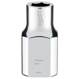 Milwaukee 45-34-9077 Socket, 7 mm Socket, 3/8 in Drive, 6-Point, Chrome Vanadium Steel, Chrome