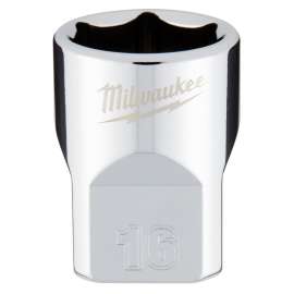 Milwaukee 45-34-9086 Socket, 16 mm Socket, 3/8 in Drive, 6-Point, Chrome Vanadium Steel, Chrome