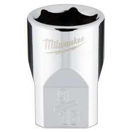 Milwaukee 45-34-9065 Socket, 9/16 in Socket, 3/8 in Drive, 6-Point, Chrome Vanadium Steel, Chrome