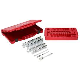 Milwaukee 48-22-9004 Ratchet and Socket Set, Alloy Steel, Chrome
