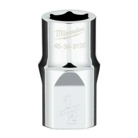 Milwaukee 45-34-9100 Socket, 1/2 in Socket, 1/2 in Drive, 6-Point, Chrome Vanadium Steel, Chrome