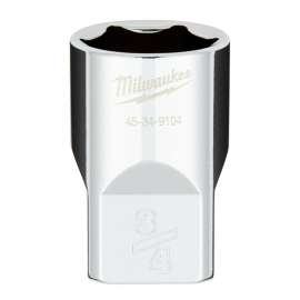 Milwaukee 45-34-9104 Socket, 3/4 in Socket, 1/2 in Drive, 6-Point, Chrome Vanadium Steel, Chrome