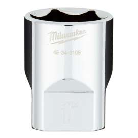 Milwaukee 45-34-9108 Socket, 1 in Socket, 1/2 in Drive, 6-Point, Chrome Vanadium Steel, Chrome