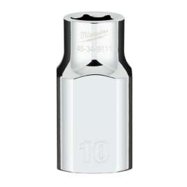 Milwaukee 45-34-9111 Socket, 10 mm Socket, 1/2 in Drive, 6-Point, Chrome Vanadium Steel, Chrome