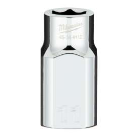 Milwaukee 45-34-9112 Socket, 11 mm Socket, 1/2 in Drive, 6-Point, Chrome Vanadium Steel, Chrome