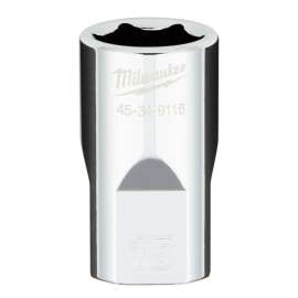 Milwaukee 45-34-9116 Socket, 15 mm Socket, 1/2 in Drive, 6-Point, Chrome Vanadium Steel, Chrome