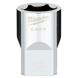 Milwaukee 45-34-9119 Socket, 18 mm Socket, 1/2 in Drive, 6-Point, Chrome Vanadium Steel, Chrome