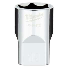 Milwaukee 45-34-9120 Socket, 19 mm Socket, 1/2 in Drive, 6-Point, Chrome Vanadium Steel, Chrome