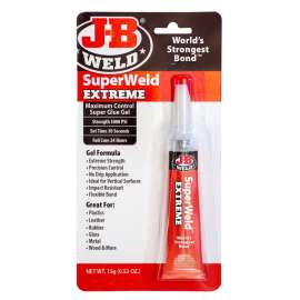 J-B WELD SuperWeld 33400 Instant Adhesive, Gel, Clear, 15 g