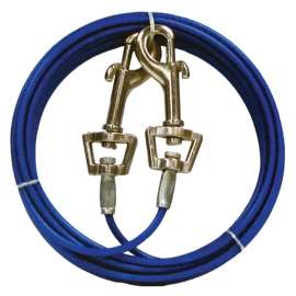 Boss Pet PDQ Q233000099 Pet Tie-Out Belt with Twin Swivel Snap, 30 ft L Belt/Cable, For: Medium Dogs Up to 35 lb