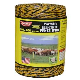Parmak 121 Electric Fence Wire, 3-Conductor, Aluminum Conductor, Yellow/Black, 656 ft L