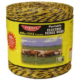 Parmak 122 Electric Fence Wire, 3-Conductor, Aluminum Conductor, Yellow/Black, 1312 ft L