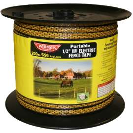Parmak Equi-Tape 129 HV Electric Fence Tape, Heavy-Duty, Aluminum, Black/Yellow