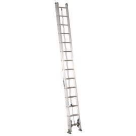 Louisville AE2200 Series AE2228 Extension Ladder, 27 ft 7 in H Reach, 300 lb, 28-Step, 1-1/2 in D Step, Aluminum