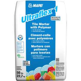 MAPEI Ultraflex 1 Series 006004921 Tile Mortar, White, Powder, 50 lb Bag