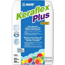 MAPEI Keraflex Plus Series 1194820 Tile Mortar, White, Powder, 44 lb Bag