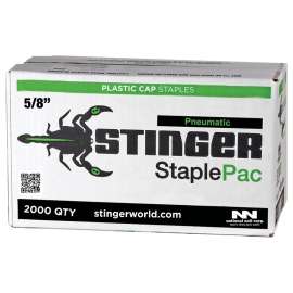 Stinger 136360 Cap Staple, 3/8 in W Crown, 5/8 in L Leg, Galvanized, 20 ga Gauge