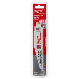 Milwaukee 48-00-5701 Reciprocating Saw Blade, 0.05 in W, 6 in L, 7/11 TPI