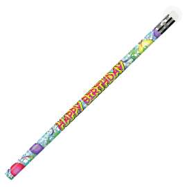 Pencils Happy Birthday Glitz, 12 Per Pk, 12 pks