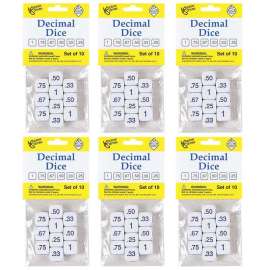 Decimal Dice Set, 10 Per Set, 6 Sets