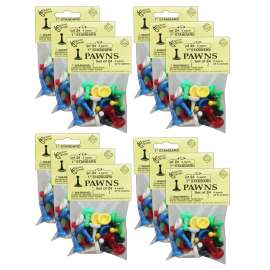 Standard Pawns, 1", Assorted Colors, 24 Per Pack, 12 Packs