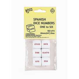 Spanish Number Dice Set, 6 pc