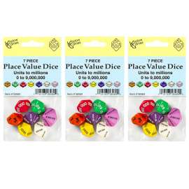 Place Value Dice, Units to Millions, 7 Per Set, 3 Sets