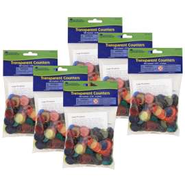 Transparent Color Counting Chips, 250 Per Pack, 6 Packs