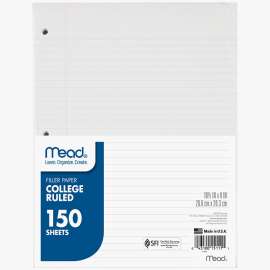 Notebook Paper, College Ruled, 150 count