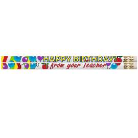 Happy Birthday From Your Teacher Motivational/Fun Pencils, 12/pkg