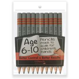 Write Size Pencils, 4 3/4"L (Ages 6-10), 10 count pack
