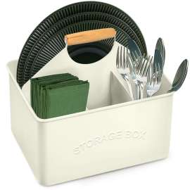 Galvanized Metal Utensil Caddy with Wooden Handle